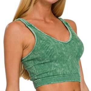 Zenana Outfitters Brown Ribbed Tank Top